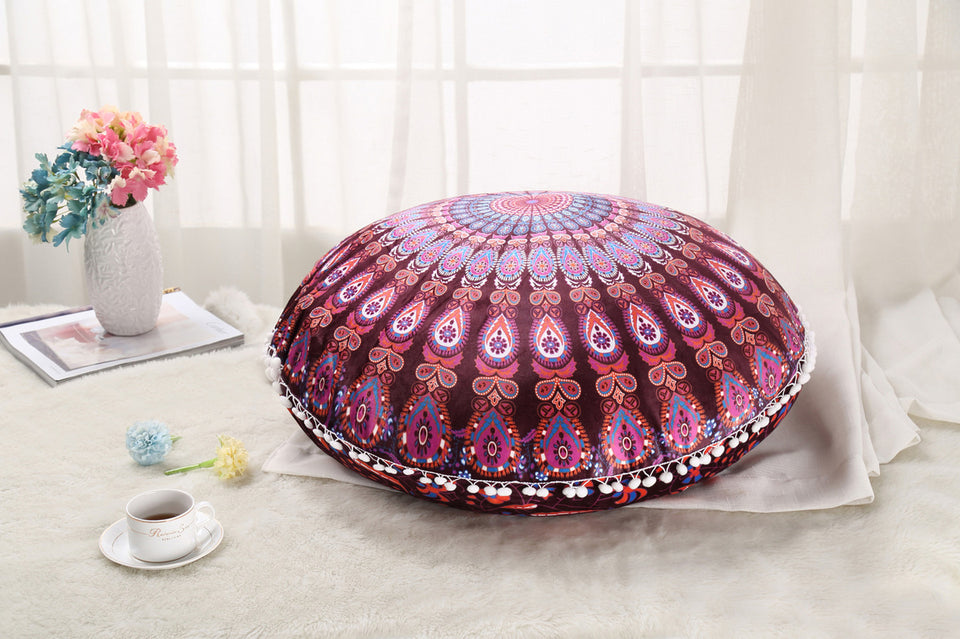 2021 Colorful Mandala Floor Pillows Ottoman Round Bohemian Meditation Cushion Pillow Pouf