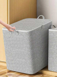Foldable Clothing Storage Bag With Handle, Large Capacity Quilt Organizer, Breathable Wardrobe Closet Sorting Box For Blanket, Toy,