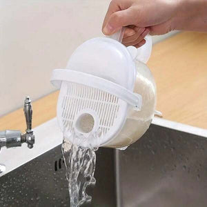 Efficient Rice Washer Strainer with Lid - Perfect for Cleaning Veggies, Fruits, and Beans - Durable Plastic Design