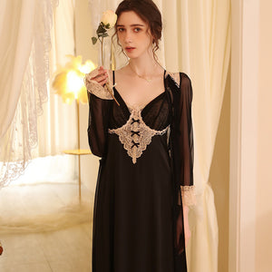 Women's Fashion Simple Nightgown Loungewear Set