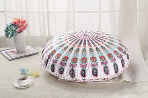 2021 Colorful Mandala Floor Pillows Ottoman Round Bohemian Meditation Cushion Pillow Pouf
