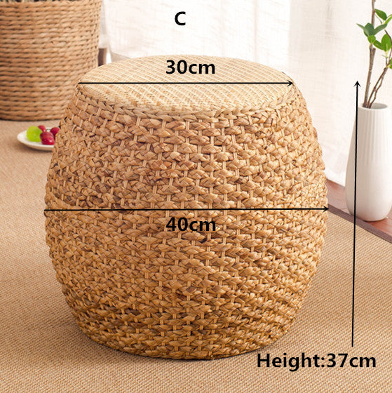 Home Rattan Small Stool Ottoman Footrest Modern Round Foot