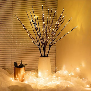 Warm White Led Branch Light, Battery Operated Lighted Branches Vase Filler Willow Twig Lighted Branch 30 Inch 20 LED For Christmas Home Party Decoration Indoor Outdoor Use