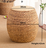 Home Rattan Small Stool Ottoman Footrest Modern Round Foot