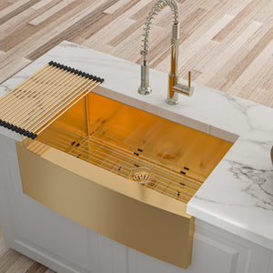 36 Gold Farmhouse Sink - 36 Inch Kitchen Sink Stainless Steel 16 gauge Apron Front Kitchen Sink