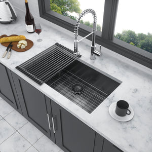 32 Inch Undermount Sink Gunmetal Black Undermount  Kitchen Sink 16 Gauge 10 Inch Deep Single Bowl Kitchen Sink Basin