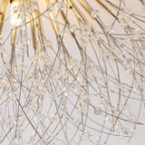 50/60/70cm LED Ceiling Light 5 6 8 Heads Unique Globe Dandelion Design Chandelier Nordic Artistic Style Fireworks Crystal Lamp Living Room Dining Room Bedroom Bar Lamp