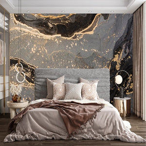 Abstract Marble Wallpaper Mural Grey Marble Wall Covering Sticker Peel and Stick Removable PVC/Vinyl Material Self Adhesive