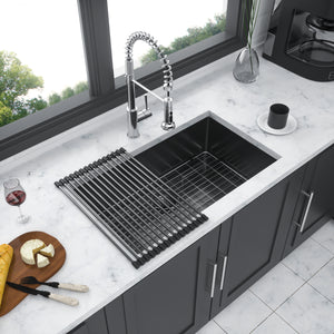 32 Inch Undermount Sink Gunmetal Black Undermount  Kitchen Sink 16 Gauge 10 Inch Deep Single Bowl Kitchen Sink Basin
